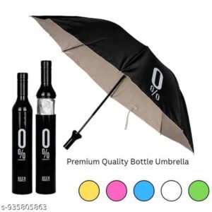 Umbrella for Men and Women Waterproof | UV Protection Unisex Bottle Umbrella for Rain & Summer | Black Compact Umbrella for Boy & Girl | Chaata