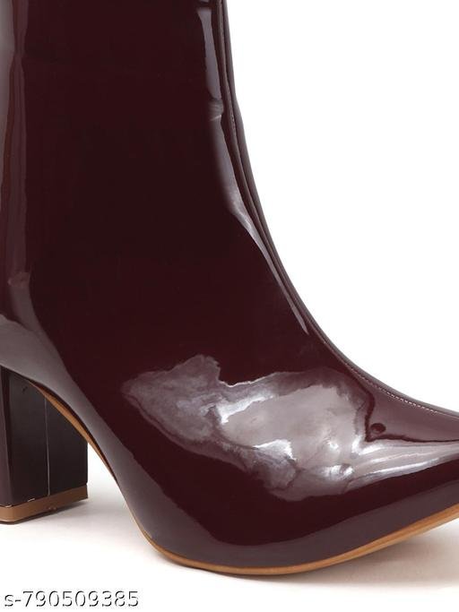 Synthetic Fashionable Boots with Block Heel and Side Zip Closure for Women and Girls - Image 4