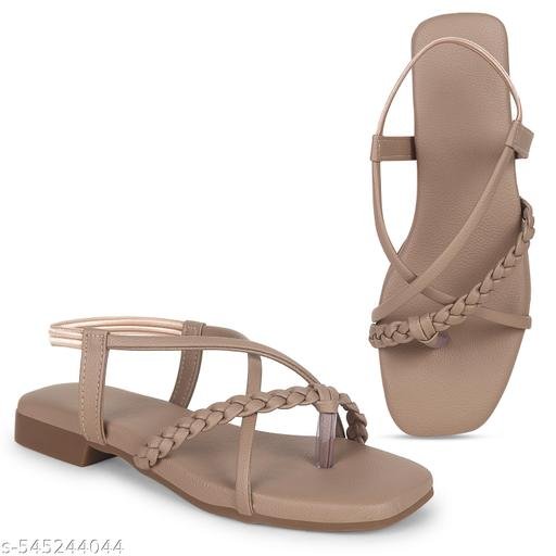 Women Backstrap flats sandals | Flat chappal women | flats for women footwear | Casual sandals for women and girls | women stylish Wedding fancy ankle strap trendy - Image 3