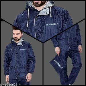 Rain Coat for Mens & Women's Waterproof Reversible Double Layer with Hood Set of Top and Bottom Packed in a Storage Bag 2 Way (Both side) Wearable
