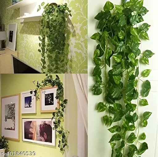 (7 Feet) (Set of 5 String) 30 Leave in one String Artificial Garlands Money Plant Hanging Leaves Greenery Vine Creeper Plants for Home Decor Main Door Wall, Balcony, Office, Decoration Party & Festival Craft - Image 3