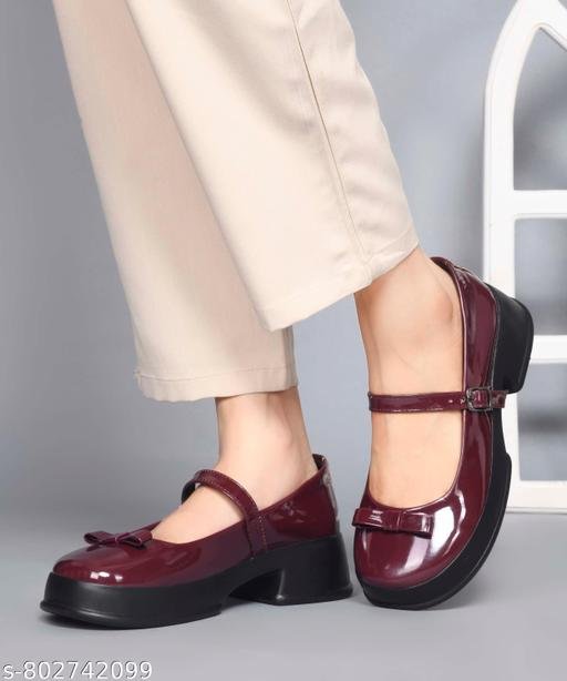 Glossy Block Heel Square Toe Mary Jane Shoes