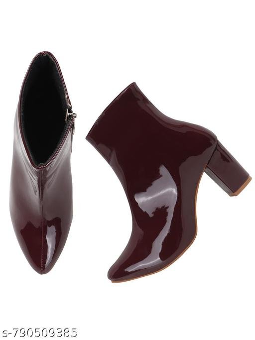 Synthetic Fashionable Boots with Block Heel and Side Zip Closure for Women and Girls - Image 5
