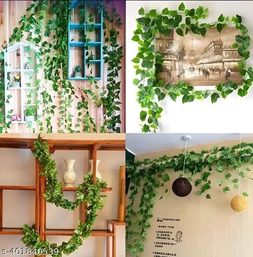(7 Feet) (Set of 5 String) 30 Leave in one String Artificial Garlands Money Plant Hanging Leaves Greenery Vine Creeper Plants for Home Decor Main Door Wall, Balcony, Office, Decoration Party & Festival Craft - Image 4