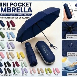 Premium Mini Pocket Capsule Umbrella with Waterproof Case | UV Protected Compact Lightweight 3-Fold Travel Umbrella for Men & Women (Any Rendom Color- Blue, Black,Maroon,Pink,Sky Blue,Olive Green)