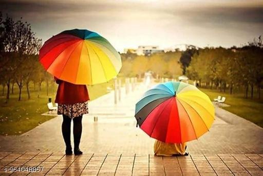 Multicolor Rainbow Umbrella Automatic Open Heavy Duty Windproof Waterproof Large Size Strong Straight - Image 5