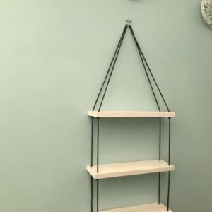 Macrame Wall Shelf, Handmade Boho Decor, Cute 2 Tier Cotton Rope Floating Shelf for Bathroom Bedroom Window