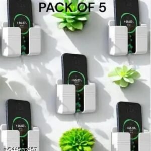 SLS ( Pack of 5 ) Wall Mounted Mobile Holder Storage Case for Remote Wall Mounted Mobile Stand/Multi Purpose Stand with Hole for Phone Charging - Pack of 5 (White)
