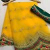 Paithani Embroidered Net Saree New Design of Good Quality (Yellow)